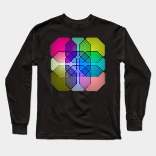 Neo Geo Colorful Octagons in Muted Rainbow Colors Long Sleeve T-Shirt